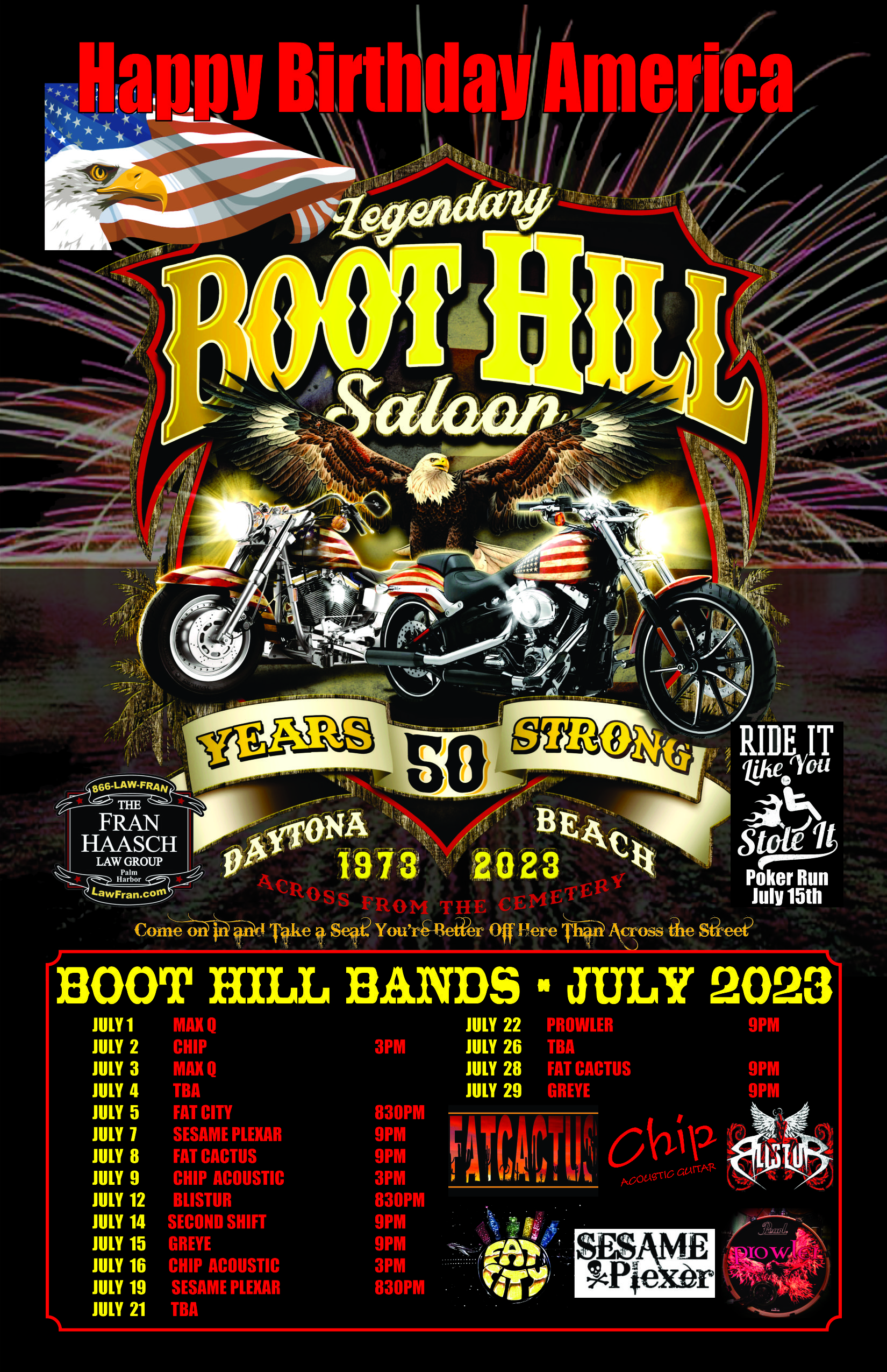 The Legendary Boot Hill Saloon July Bands