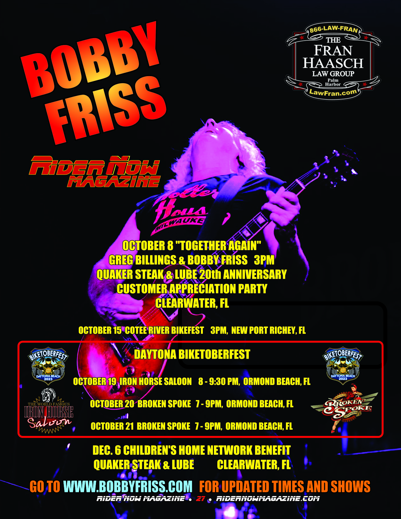 Bobby Friss Schedule pg 27