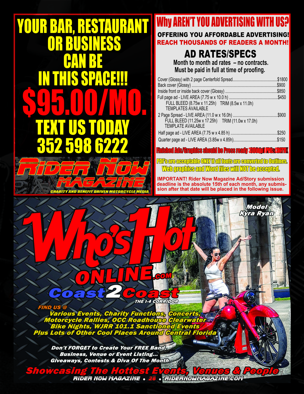 Rider Now Ad Rates and Ad Special + Who's Hot On-Line