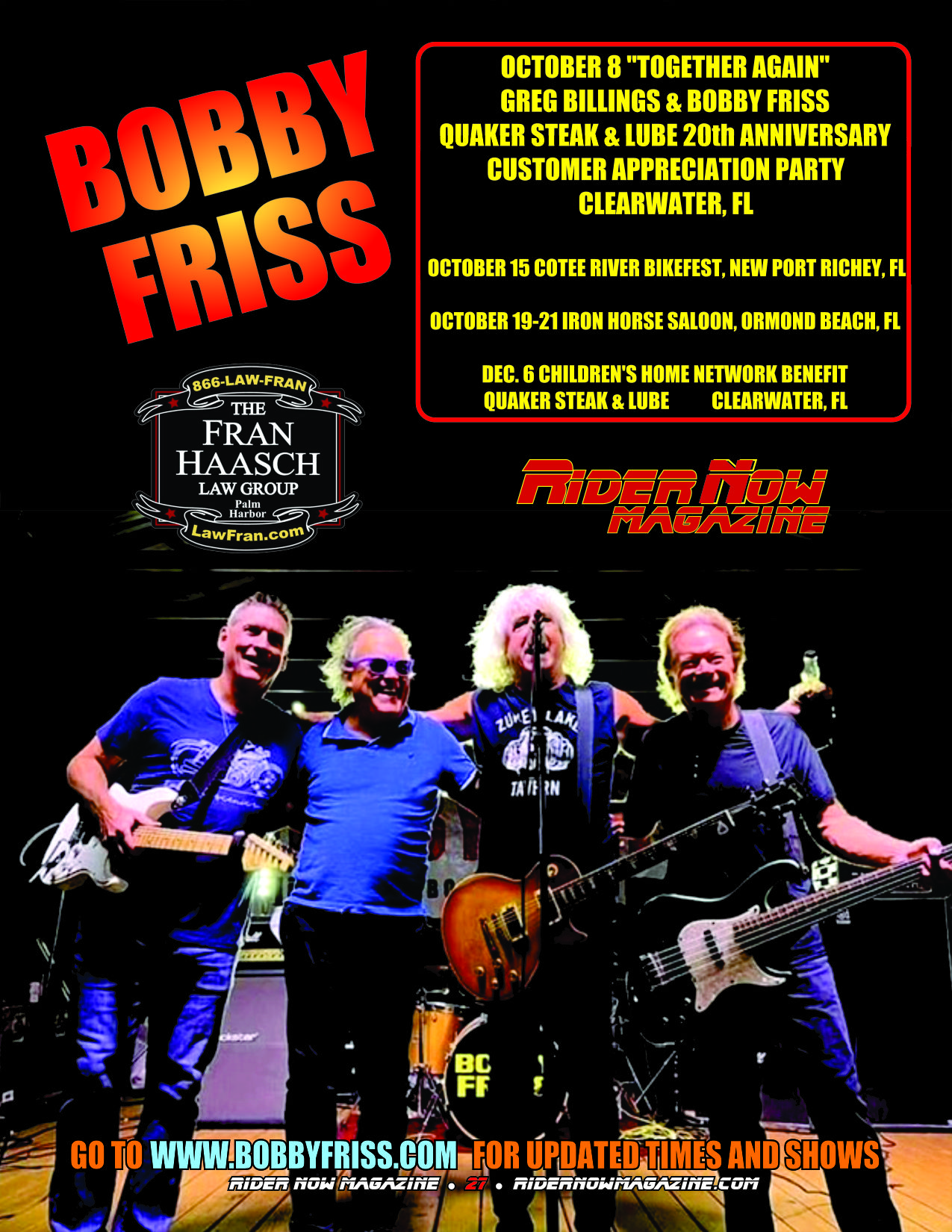 Bobby Friss Tour Schedule